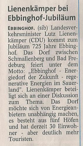 Zeitungsartikel WP - LienenkÃ¤mper bei Ebbinghof-JubilÃ¤um